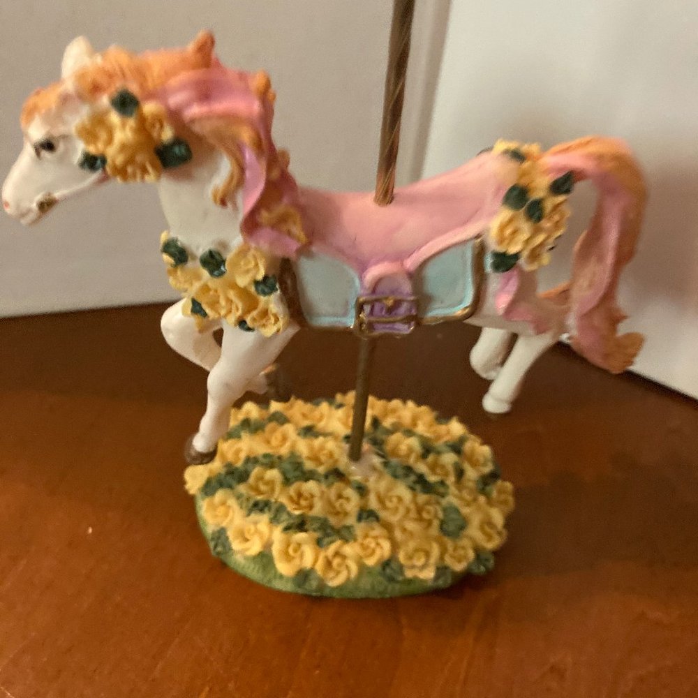 CAROUSEL CREATIONS HORSES BRASS POLE WITH FLOWERS